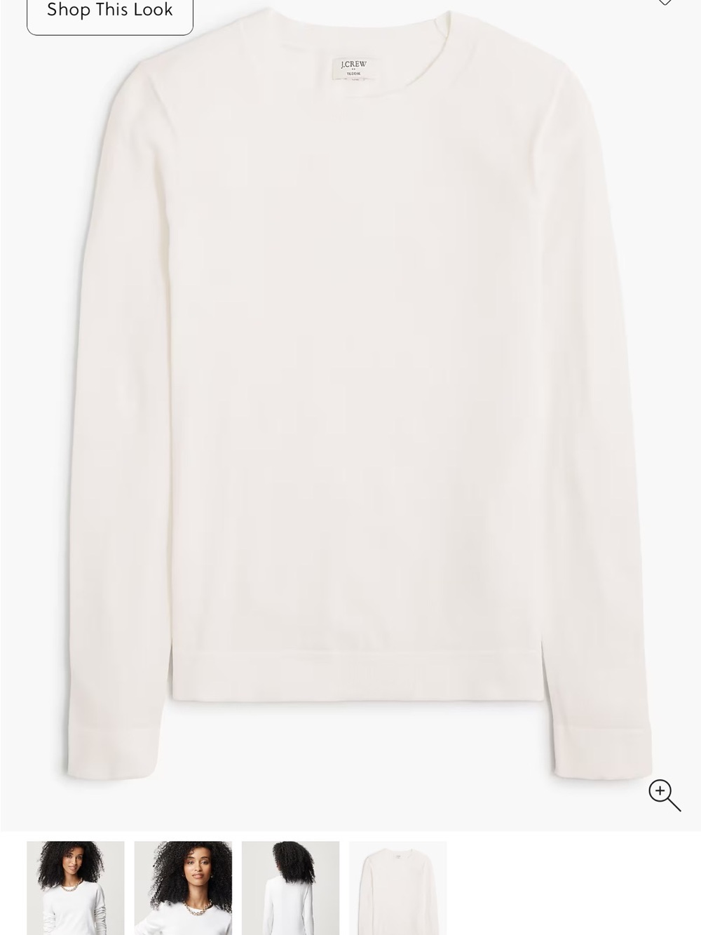 J. Crew Factory White 100% Cotton Long Sleeve Crewneck Top CF165 Large